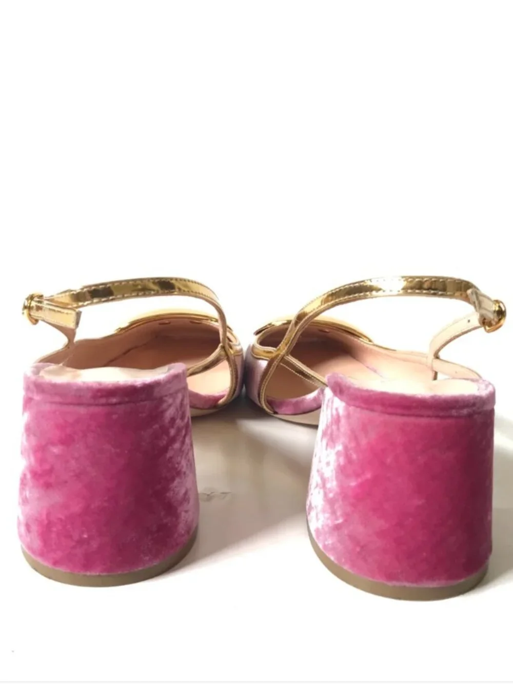 Rupert Sanderson Cavalla Slingback Pumps Heels Womens 36 6 Pink Velvet Gold $820